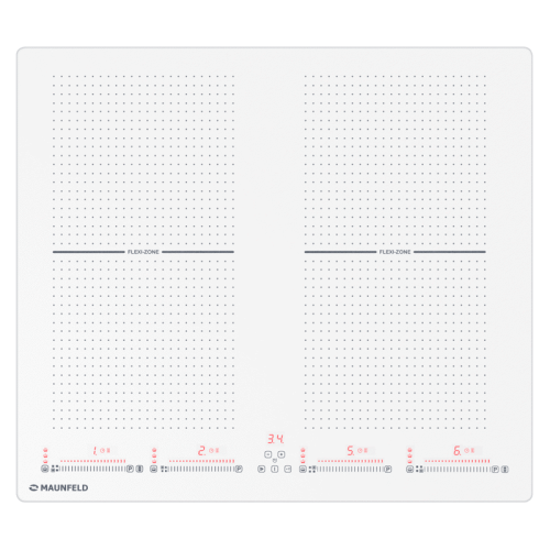 Встраиваемые индукционные панели MAUNFELD/ Индукционная варочная панель с двумя Flex Zone и Booster MAUNFELD CVI594SF2WH, 60 см, 4 конфорки, Flex Zone, слайдерное управление, мощность конфорок 2000, 2000, 1500, 1500 Вт, технология непрерывного нагрева, та
