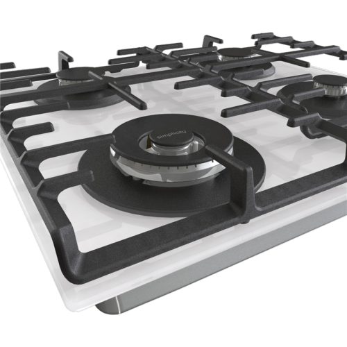 Встраиваемые газовая панели GORENJE/ Газ, 60 × 13 × 52 см, Газ-контроль, чугунные решетки, вок, белый