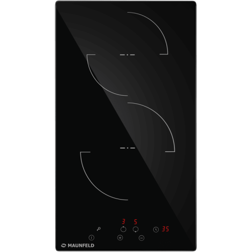 Встраиваемая варочная панель/ Электрическая варочная панель, 30 см, 2 конфорки, сенсорное управление, автоматическое отключение, таймер, черный