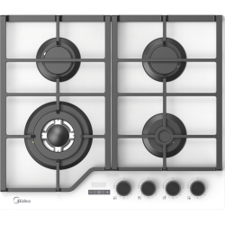 Газовая варочная панель MIDEA/ MDK/Газовая варочная панель MIDEA, 60 см, WOK-конфорка, чугунные решетки, автоподжиг, газконтроль, адаптер для кофе, цвет белый