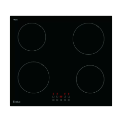 Индукционная варочная панель EVELUX, 4 конфорки, мощность конфорок 1200,1200,1800,1800 Вт, сенсорное управление, индикация остаточного тепла, защитное отключение, таймер, блокировка от детей, автоматическое отключение, дисплей, 9 уровней мощности, цвет че