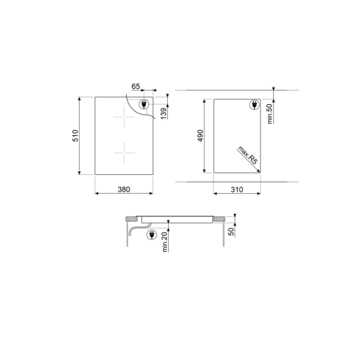 Варочная панель Smeg/ SMEG SIM6323R Индукционная варочная панель, 38 см, прямой край