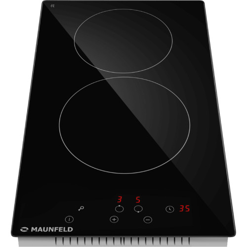Встраиваемая варочная панель/ Электрическая варочная панель, 30 см, 2 конфорки, сенсорное управление, автоматическое отключение, таймер, черный