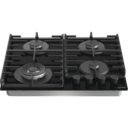 Встраиваемые газовая панели GORENJE/ Встраиваемые газовая панели GORENJE GTW642SYB Газ, 60 ? 13 ? 52 см, Газ-контроль, чугунные решетки, вок, черный