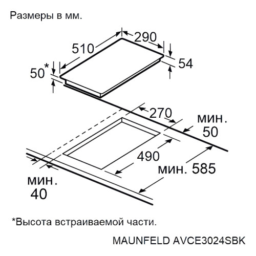 Встраиваемая варочная панель/ Электрическая варочная панель, 30 см, 2 конфорки, сенсорное управление, автоматическое отключение, таймер, черный