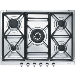 Встраиваемые газовые панели SMEG/ Газ,  Classica,газовая варочная панель, 70 см,нержавеющая сталь/ фурнитура серебро