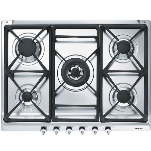 Встраиваемые газовые панели SMEG/ Газ,  Classica,газовая варочная панель, 70 см,нержавеющая сталь/ фурнитура серебро