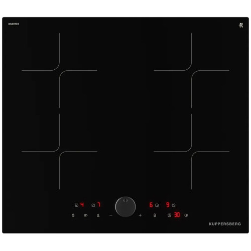 Варочная поверхность Kuppersberg/ Варочная поверхность Kuppersberg, индукция, inverter, High-Tech, 60 см, 4 зоны нагрева, прямой край, 9 уровней мощности, красный дисплей, бустер, Stop and Go, автоматическое отключение, таймер, поддержание тепла, индикато