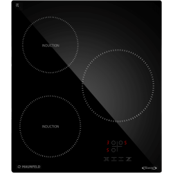 Встраиваемая варочная панель/ Индукционная варочная панель MAUNFELD, 45 см, 3 конфорки, мощность конфорок 1500, 2100, 2600 Вт, сенсорное управление, таймер, автоматическое выключение, бустер, блокировка панели, черный цвет