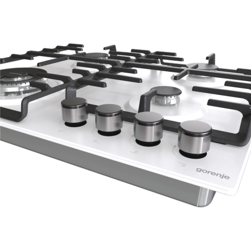 Встраиваемые газовая панели GORENJE/ Встраиваемые газовая панели GORENJE GW642SYW Газ, 60 ? 13 ? 52 см, Газ-контроль, чугунные решетки, вок, белый