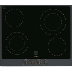Встраиваемая электрическая панель SMEG/ Электрическая,  Coloniale,стеклокерамическая варочная панель, 60 см,антрацит/фурнитура латунь