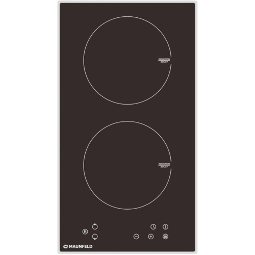 Индукционная домино MAUNFELD/ Варочная панель домино, индукция, 30см, 2 конфорки, сенсорное управление, таймер, автоматическое выключение, бустер, индикатор остаточного тепла, индикация степени нагрева, блокировка панели, мощность конфорок 1500/1800, 2000