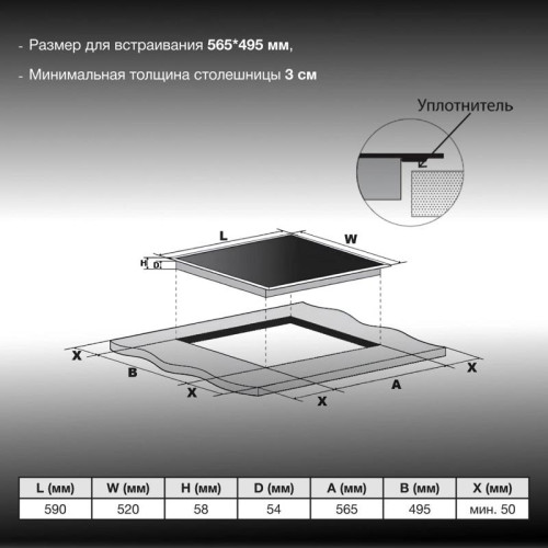 Индукционная варочная поверхность/ Индукционная варочная поверхность Hyundai HHI 6787 WG белый