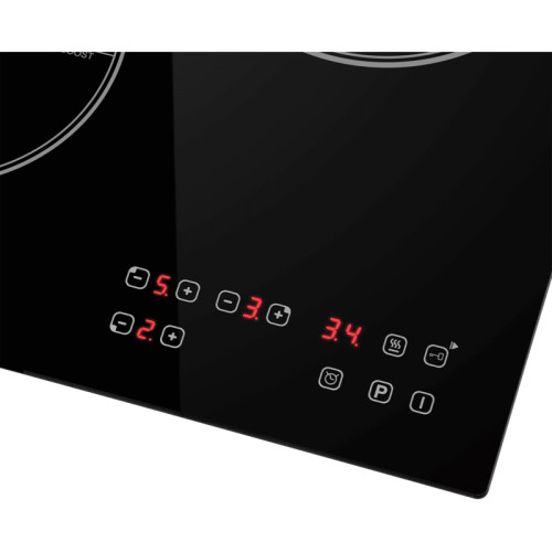 Индукционная варочная панель MAUNFELD CVI453BK, 45 см, сенсорное управление, Flex Zone, 3 конфорки, мощность конфорок 2000, 1200, 2300 Вт, таймер, автоматическое выключение, бустер, блокировка панели, пауза, черный цвет