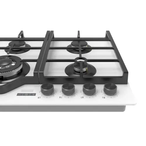 Газовая варочная панель MIDEA/ MDK/Газовая варочная панель MIDEA, 60 см, WOK-конфорка, чугунные решетки, автоподжиг, газконтроль, адаптер для кофе, цвет белый