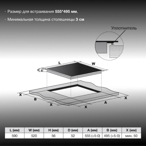 Индукционная варочная поверхность/ Индукционная варочная поверхность Hyundai HHI 6772 BG черный