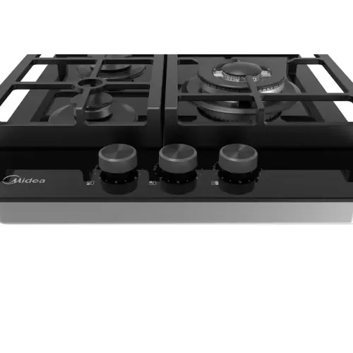 Газовая варочная панель MIDEA/ MDK/Газовая варочная панель MIDEA, 45 см, WOK-конфорка, чугунные решетки, автоподжиг, газконтроль, адаптер для кофе, цвет черный