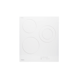 Варочная панель электрическая, стеклокерамика, Hi Light, 45 см, 3 конфорки, сенсорное управление, 9 уровней мощности, таймер 1-99 мин, блокировка управления, защитное отключение,  двухконтурная, 5000 Вт, белое стекло Eurokera (Франция), 450х520х50 мм.