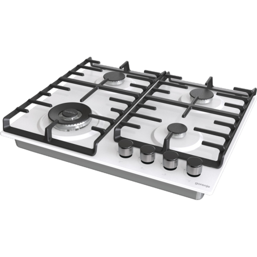 Встраиваемые газовая панели GORENJE/ Встраиваемые газовая панели GORENJE GW642SYW Газ, 60 ? 13 ? 52 см, Газ-контроль, чугунные решетки, вок, белый