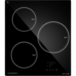 Встраиваемая варочная панель/ Индукционная варочная панель MAUNFELD, 45 см, 3 конфорки, мощность конфорок 1500, 2100, 2600 Вт, сенсорное управление, таймер, автоматическое выключение, бустер, блокировка панели, черный цвет