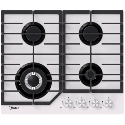 Газовая варочная поверхность Midea/ MDK/Газовая варочная поверхность,закаленное стекло, ширина 60 см, 4 газовые конфорки, 1 конфорка повышенной мощности WOK (4 кВт), фронтальные поворотные регуляторы, электроподжиг, газ-контроль каждой конфорки, чугунные 