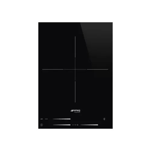 Варочная поверхность Smeg/ Индукционная варочная поверхность, 60 см, скошенный край, 3 конфорки, слайдерное управление, 14 уровенй мощности, индикация остаточного тепла, автовентиляция, пауза, таймер, индикация времени, определение посуды, защита от случа