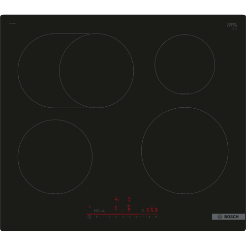 Индукционная,  60 см, индукция, скошенные края, сенсорное управление, черный