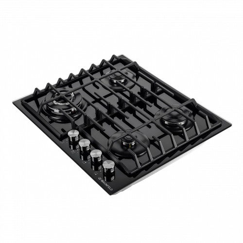 Встраиваемые газовые панели MAUNFELD/ Встраиваемые газовые панели MAUNFELD EGHG.64.63CB/G Варочная панель, Газ, Газ на стекле, Габариты (ШхГхВ)мм: 590х515х51, механическое управление, 4 конфорки, мощность конфорок 1000, 1700, 1700, 3800, электроподжиг, га