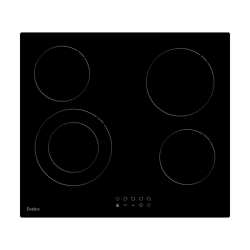 Варочная панель электрическая, стеклокерамика,  Hi Light, 60 см, 4 конфорки, сенсорное управление, 9 уровней мощности, таймер 1-99 мин, блокировка управления, защитное отключение,   двухконтурная, 6400 Вт, черное стекло, 590х520х50 мм.