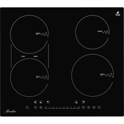 Встраиваемая индукционная  варочная панель MONSHER/ Индукционная варочная поверхность, стеклокерамика KANGER, ширина 60 см, 4 индукционные зоны нагрева: Передняя левая: 1,6 кВт/Booster 1,8 кВт, Передняя правая: 1,8 кВт/Booster 2 кВт, Задняя левая: 1,6 кВт