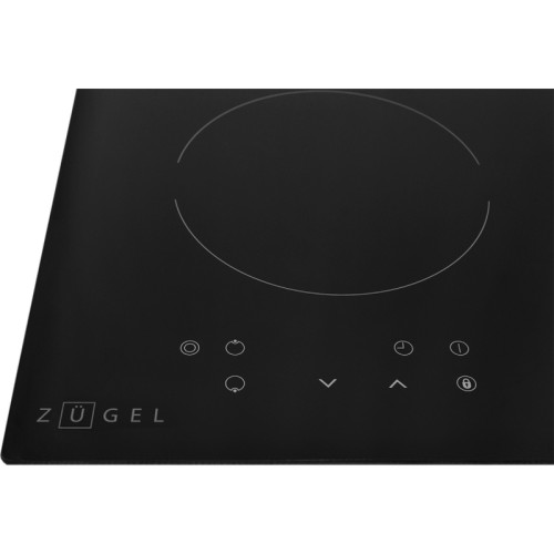 Встраиваемая варочная панель ZUGEL/ Встраиваемая варочная панель ZUGEL, Hi-Light, 30 см, 2 зоны нагрева, сенсорное управление, 9 уровней мощности, зона расширения, таймер, индикация мощности, индикация остаточного тепла, автоотключение, цвет черный