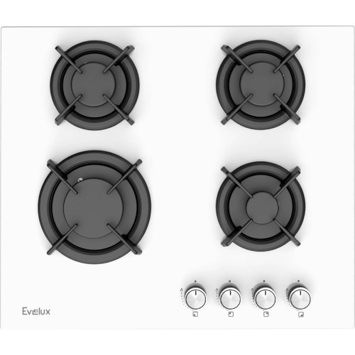 ГАЗ, 60 см, 4 конфорки, белое стекло