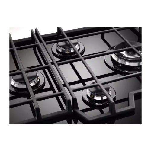 Встраиваемые газовые панели ELECTROLUX/ Газовая варочная поверхность - закаленное стекло, мощность: 8900 Вт, автоматический электроподжиг, Wok-конфорка, газ-контроль, решетки: чугун, независимая установка, размеры (ШхГ): 59x52 см