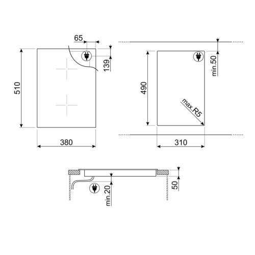 Варочная панель Smeg/ SMEG SIM3323D Индукционная варочная панель Domino, 38 см, прямой край