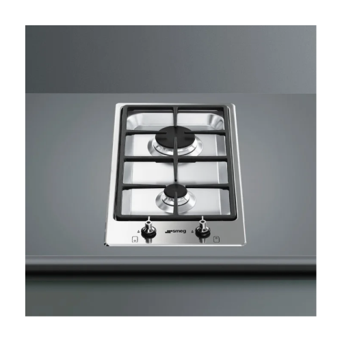Газовая домино SMEG/ Домино,  Серия Домино - газовая варочная панель, 30 см,матовая нержавеющая сталь/ фурнитура Classica и Linea  в комплекте