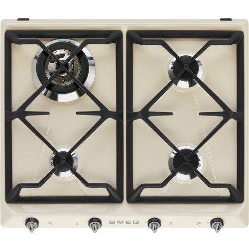 Встраиваемые газовые панели SMEG/ Газ,  Victoria, газовая варочная панель, 60 см, кремовая