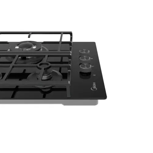 Газовая варочная панель MIDEA/ MDK/Газовая варочная панель MIDEA, 45 см, WOK-конфорка, чугунные решетки, автоподжиг, газконтроль, адаптер для кофе, цвет черный