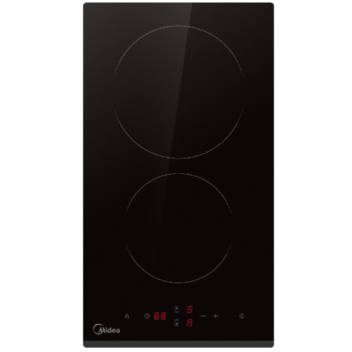 Электрическая варочная поверхность Midea/ MDK/Электрическая варочная поверхность Midea, 30 см, 2 зоны нагрева Hi-Light, сенсорное управление, 9 уровней мощности, таймер, индикация остаточного тепла,защита от детей, цвет черный