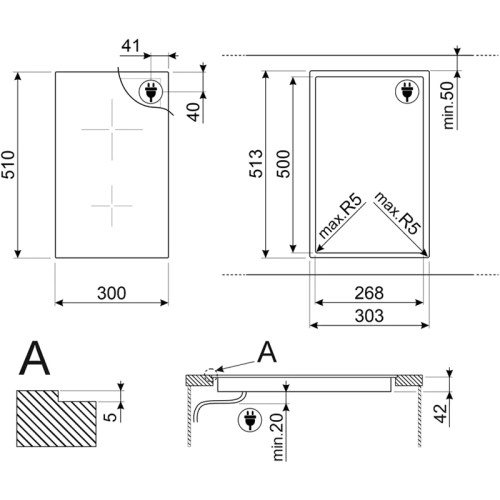 Электрическая домино SMEG/ SMEG SE232TX1 Cтеклокерамическая варочная панель, 30 см, прямой край в рамке из нержавеющей стали