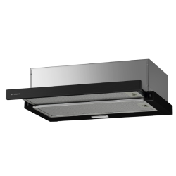 Встраиваемая в шкаф вытяжка Faber/ BETTER, AMPIRA GLASS BK 90, телескопическая, 89.5 см, 400 м3/ч, кнопочное управление, LED освещение, цвет: черный, фронтальная планка черное стекло