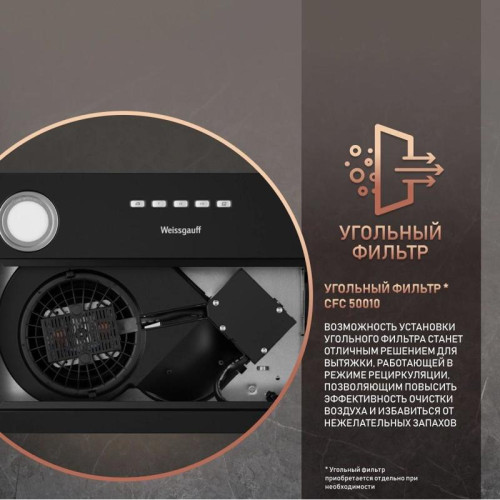 Встраиваемые кухонные вытяжки/ Вытяжка встраиваемая FIONA 60 черный WEISSGAUFF