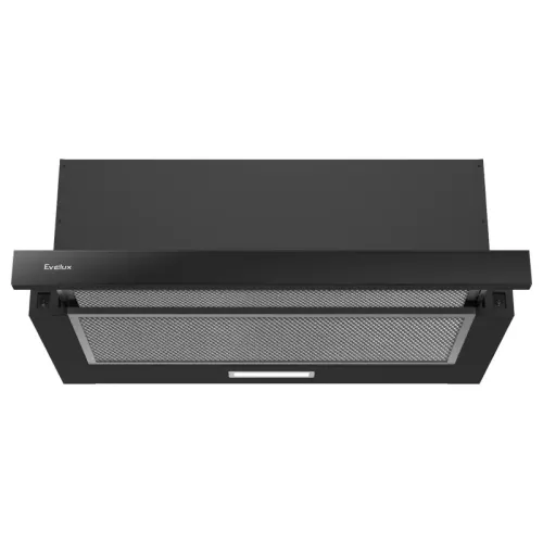 Встраиваемая вытяжка EVELUX, телескопическая, 60 см, 2 скорости, произваодительность 710 м3/ч, механическое управление, LED освещение, Hi-Tech, цвет черный