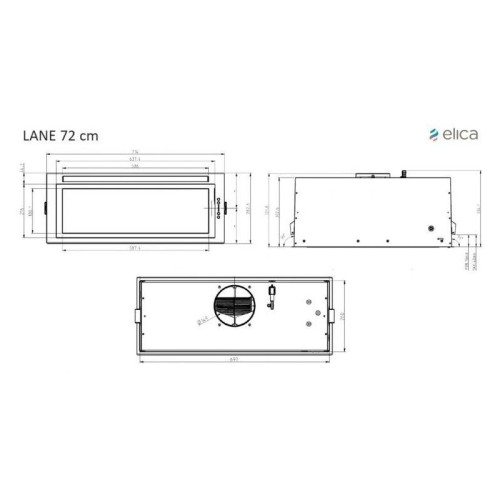 Вытяжка встраиваемая/ Вытяжка встраиваемая Elica Lane BL MAT/A/72 черный управление: кнопочное (1 мотор)