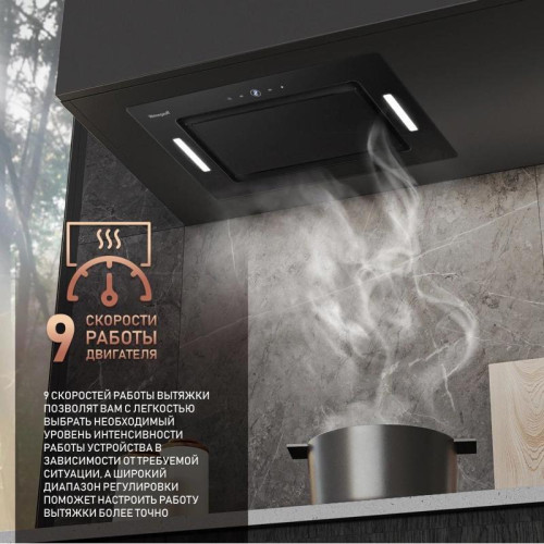 Вытяжка встраиваемая/ Вытяжка встраиваемая Weissgauff Aura 1350 черный управление: сенсорное (1 мотор)