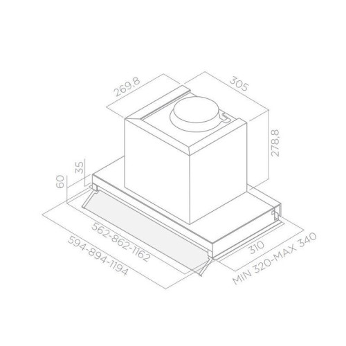 Вытяжка встраиваемая/ Вытяжка встраиваемая Elica Boxin IX/A/90 нержавеющая сталь управление: поворотные переключатели (1 мотор)