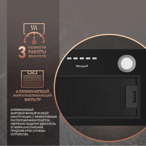 Встраиваемые кухонные вытяжки/ Вытяжка встраиваемая FIONA 60 черный WEISSGAUFF