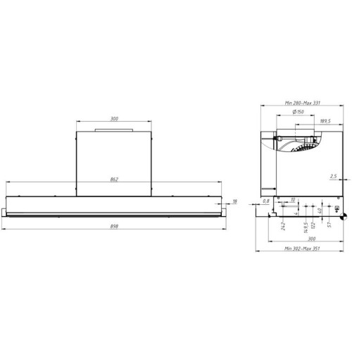 Вытяжка Franke 305.0738.601/ Best, Вытяжка EVO 90 BK, Встраиваемая вытяжка, воздухопроизводительность 1000 м3/ч, периметральное всасывание, сенсорное управление, пульт ДУ в комплекте, таймер остаточного хода, низковольтная панель - позволяет установить вы