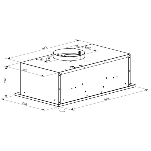 Вытяжка встраиваемая/ Вытяжка встраиваемая Weissgauff Box 600 PB BL черный управление: кнопочное (1 мотор)