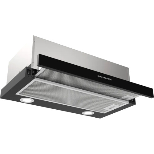 Встраиваемая вытяжка KUPPERSBERG/ Встраиваемая вытяжка KUPPERSBERG, телескопическая, 60 см, High-Tech, макс. Производительность 750 м3/ч, 2 скорости, механическое управление, светодиодное освещение, уровень шума 51 дБ, цвет черный