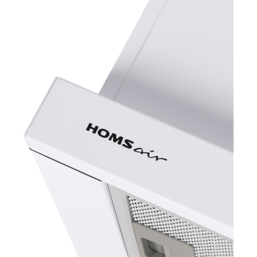 ВЫТЯЖКА HOMSair Flat 60 White/ встраиваемая, колыбельное управление, 2 скорости, 520 м3/ч, до 20 м2, 45 дБ, угольный фильтр CF110 - 1 шт, ШхВхД: 500х176х280 мм, белый цвет